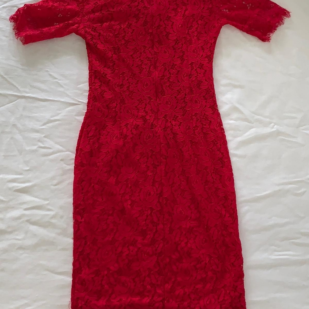 Red body con dress